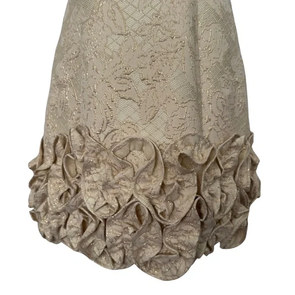 Donna Ricco Cream Gold Textured Mini Dress - Picture 9 of 12
